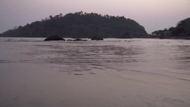Goa India Palolem Beach View Sea Sunset Pink Waves Calmly — Stock videók