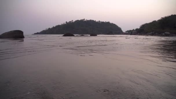 Goa India Palolem Beach View Sea Sunset Pink Waves Calmly — Video Stock