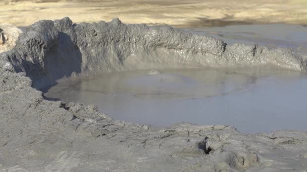 Interesting View Mud Volcano Bubble Boiling Mud Volcanoes Stand One — Stockvideo