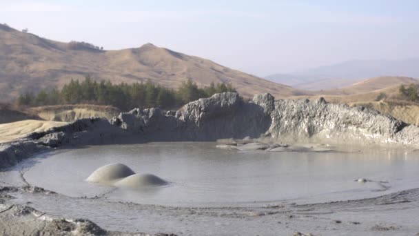 Interesting View Mud Volcano Bubble Boiling Mud Volcanoes Stand One — Stok video