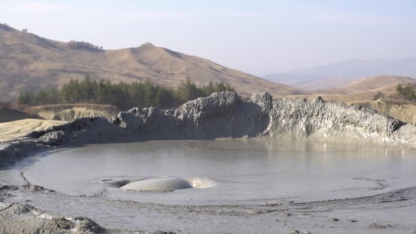 Interesting View Mud Volcano Bubble Boiling Mud Volcanoes Stand One — Stok video