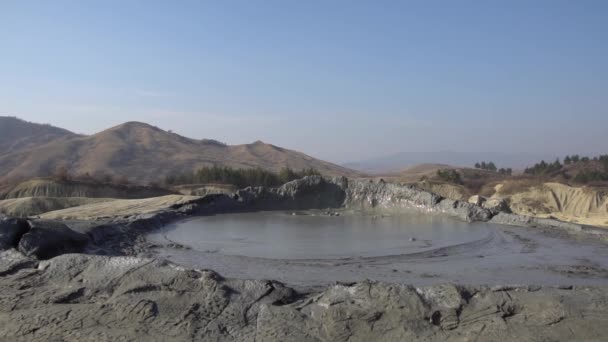 Interesting View Mud Volcano Bubble Boiling Mud Volcanoes Stand One — Stockvideo