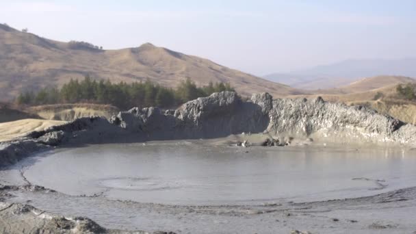 Interesting View Mud Volcano Bubble Boiling Mud Volcanoes Stand One — стоковое видео