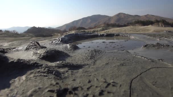 Interesting View Mud Volcano Bubble Boiling Mud Volcanoes Stand One — Stockvideo