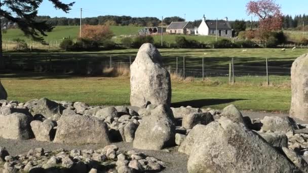 Cullerlie Stone Circle North East Scotland Sunny Day Zoom Out — Video