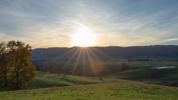 Video Timelapse Sun Setting Mountains Farm Lewisburg West Virginia Fall — Stok Video