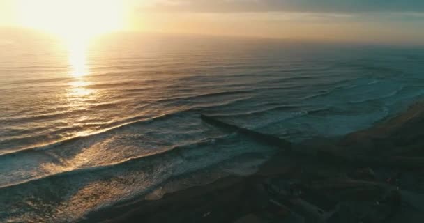 Aerial Shot Beach Tijuana Sunset — Stockvideo