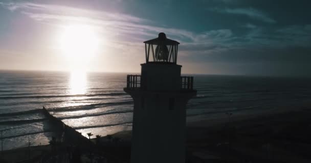 Aerial Shot Tijuana Beach Lighthouse Border San Diego — Stock video