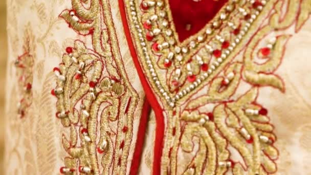 Groom Dress Indian Dressing Wedding Design Embroidery Wearing Indian Groom — Video Stock