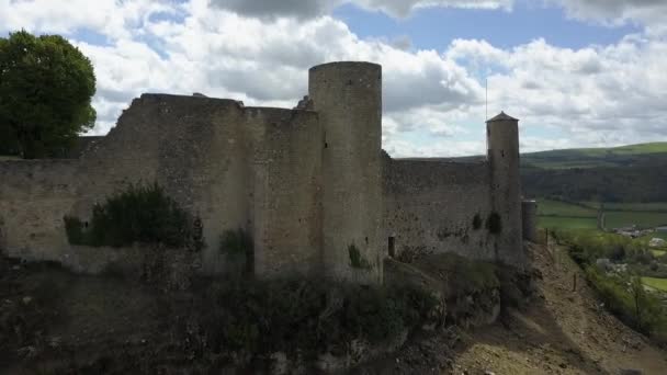 Aerial View Castle Ruins Chateau Severac Aveyron France Europe — Αρχείο Βίντεο