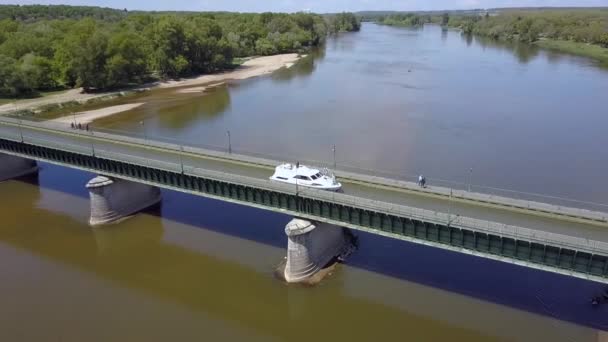 Aerial View Boat Crossing Aqueduct Briare France Europe — Stock video