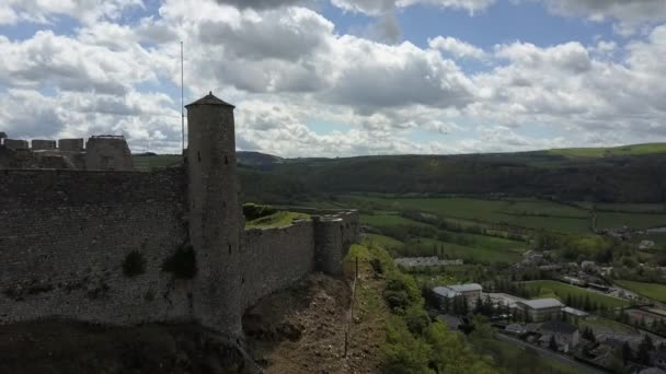 Aerial View Castle Ruins Chateau Severac Aveyron France Europe — Stockvideo