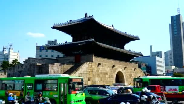 Timelapsbilder Trafiken Vid Seoul Heunginjimun Gate Östra Sidan Den Yttre — Stockvideo