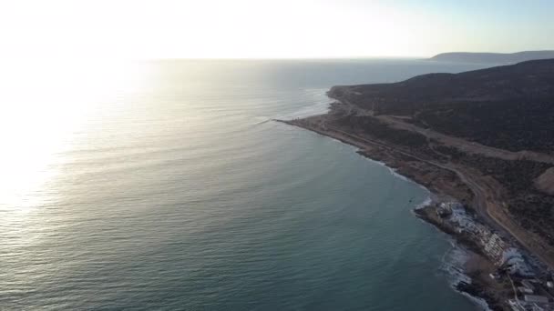 Flygfoto Över Taghazoute Havet — Stockvideo