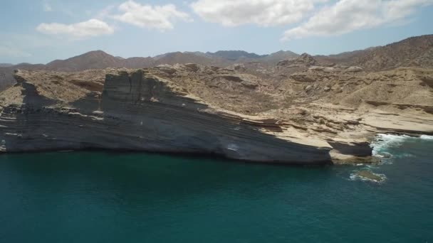 Aerial Shot Stunning Rock Formations Punta Colorada Sea Cortez — Vídeo de stock