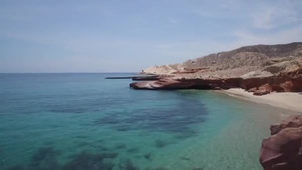 Aerial Drone Small Beach Punta Colorada Baja California Sur — Stockvideo