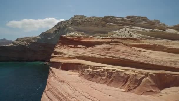 Aerial Shot Stunning Rock Formations Punta Colorada Sea Cortez — Vídeo de Stock
