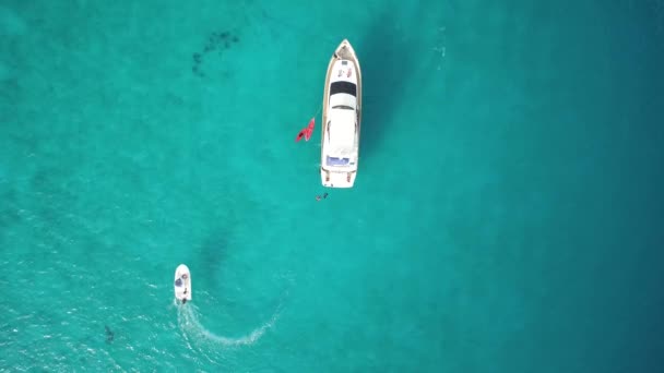 Aerial Cenital Plane Shot Boat Yacht Sea Cortez — ストック動画