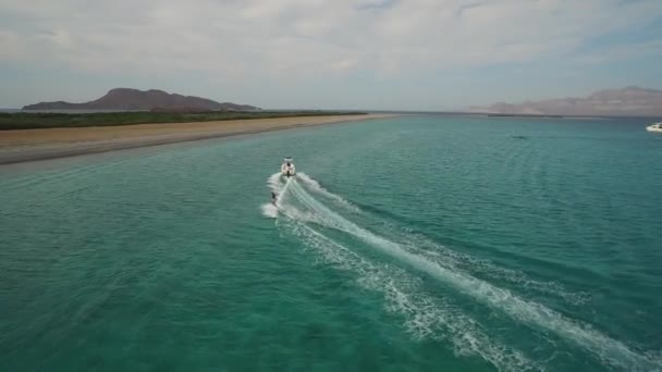 Aerial Drone Shot Person Skiing San Jose Island Baja California — Stock video