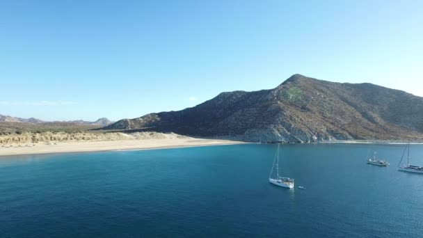 Aerial Shot Sailboats Cabo Pulmo National Park Baja California Sur — Stock Video