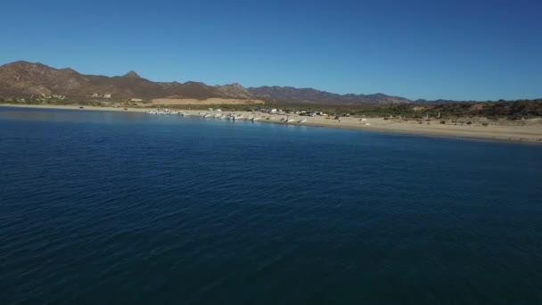 Letecký Snímek Rybářských Lodí Pláži Národního Parku Cabo Pulmo Baja — Stock video