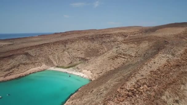 Zdjęcie Lotnicze Plaży Jachtu Wyspie Partida Baja California Sur — Wideo stockowe