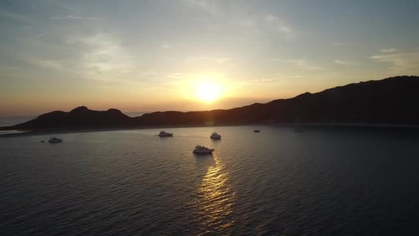 Aerial View San Francisquito Island Sunrise Baja California Sur — Stock Video