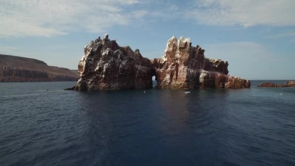 Aerial Shot Stunning Lobera Partida Island Baja California Sur — Stock Video