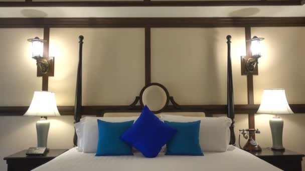 Tilt Shot Luxurious Hotel Bed — Stockvideo