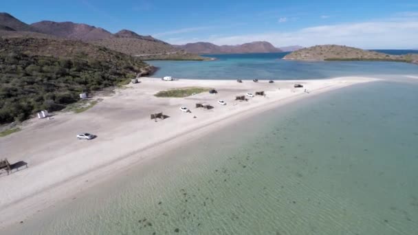 Aerial Shot Beach Requeson Concepcion Bay Baja California Sur — Stockvideo