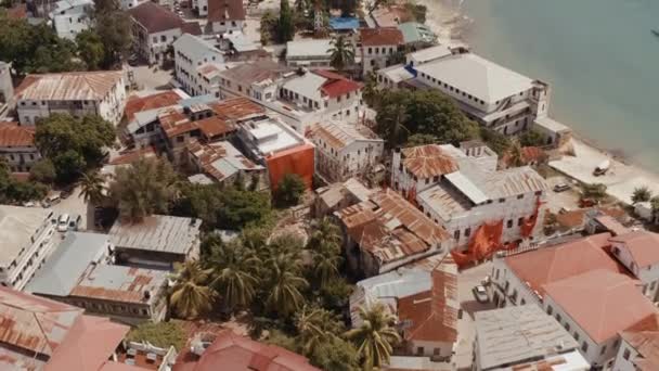 Techos Barrios Zanzíbar Stone Town Cerca Playa — Vídeo de stock