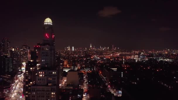 Images Drones Des Toits Brooklyn Manhattan Nuit Prises Brooklyn New — Video