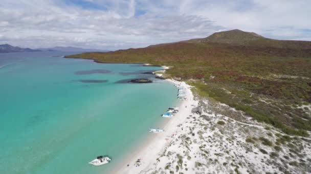 Zdjęcie Lotnicze Pięknej Spokojnej Plaży Wyspie Coronado Loreto Bay National — Wideo stockowe