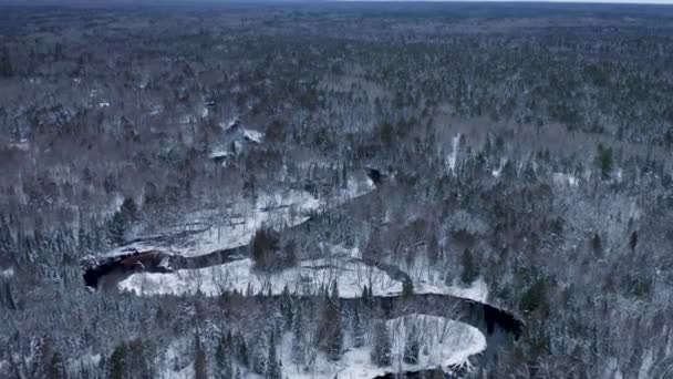 Birdseye View Winding River Michigan Upper Peninsula — Video Stock