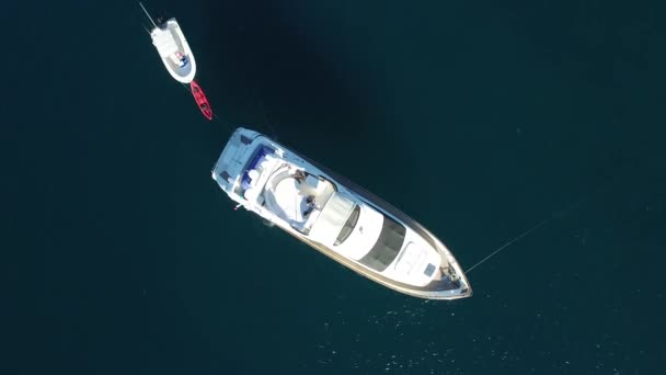 Aerial Cenital Plane Shot Yacht Cabo Pulmo National Park Baja — Vídeo de stock