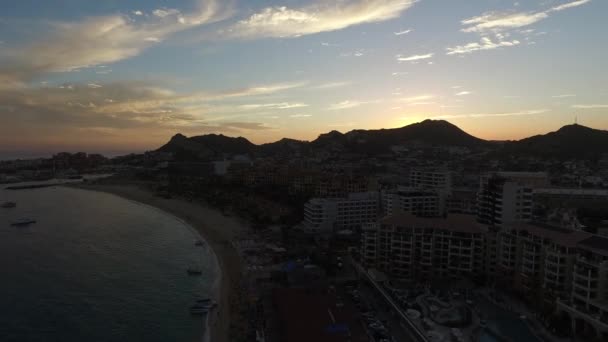 Aerial Drone Shot Sunset Los Cabos Baja California Sur — Stock videók