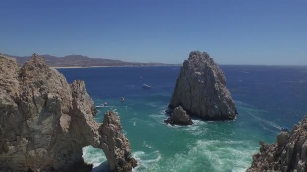 洛斯卡沃斯拱门空中拍摄 下加利福尼亚滨海 — 图库视频影像