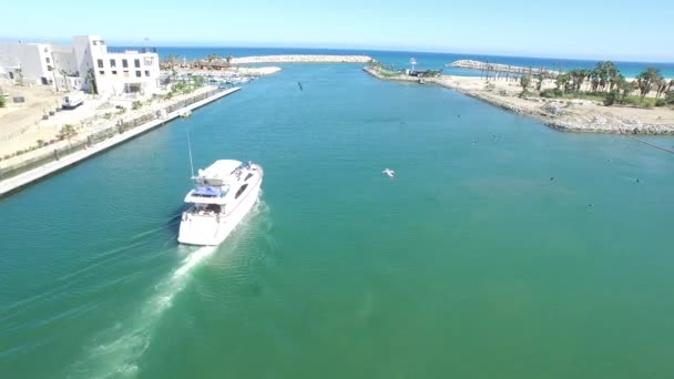 Fotografia Aérea Iate Navegando Para Mar Marina San Jose Del — Vídeo de Stock