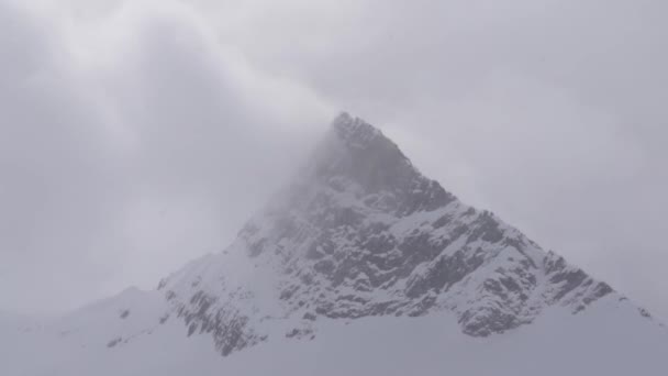 Wind Whipping Rocky Mountain Summit Winter — Vídeo de Stock