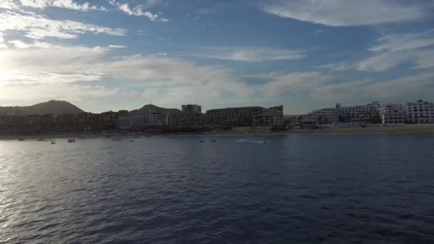 Légi Felvétel Luxus Jacht Szálloda Zónájában Los Cabos Cabo San — Stock videók