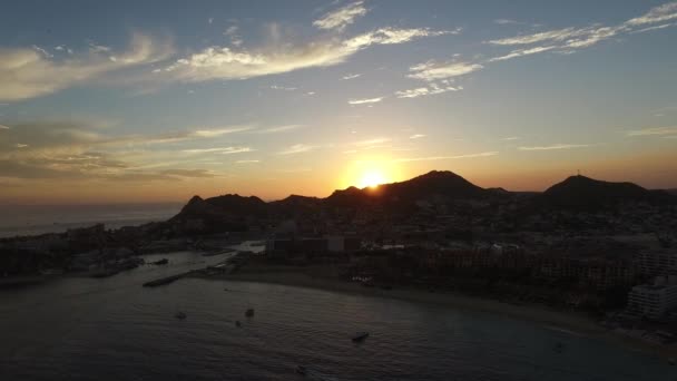 Aerial Shot Sunset Marina Los Cabos Sunset Baja California Sur — Video Stock