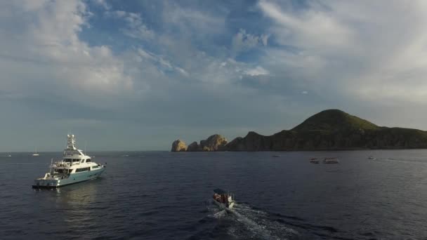 Aerial Shot Panga Yacht Los Cabos Baja California Sur — Stock Video