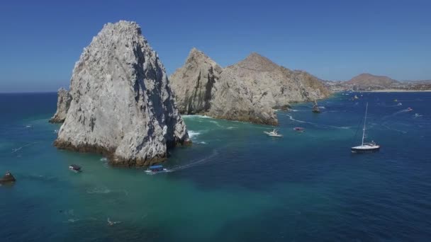 Aerial Shot Boats Arch Los Cabos Baja California Sur — Stok video