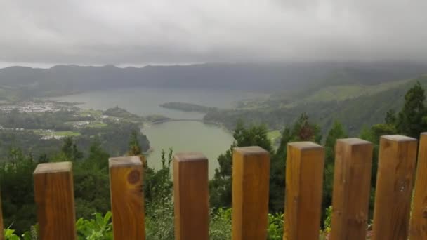 Die Blauen Und Grünen Vulkanseen Von Sete Cidades Auf Der — Stockvideo