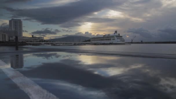Vista Matinal Porto Marítimo Marina Ponta Delgada Ilha São Miguel — Vídeo de Stock