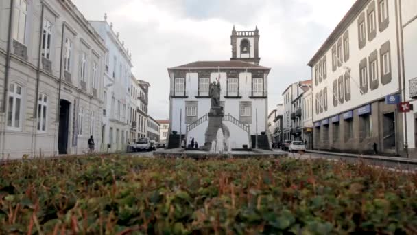 Uma Pequena Praça Ponta Delgada Ilha São Miguel Açores Portugueses — Vídeo de Stock