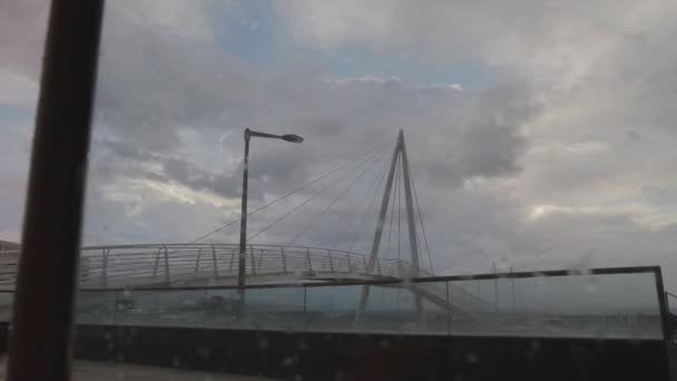 Ponte Pedestre Porto Marítimo Marina Ponta Delgada Ilha São Miguel — Vídeo de Stock