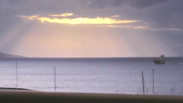 Časný Ranní Úsvit Pohled Pobřeží Moře Přístavu Přístavu Ponta Delgada — Stock video
