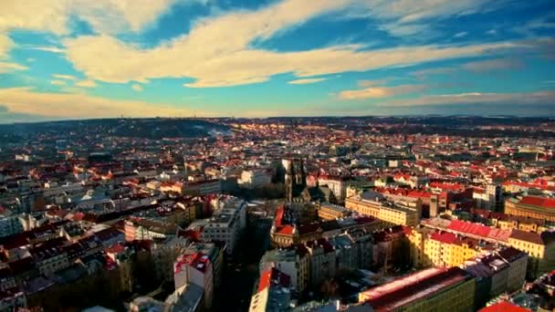 Praag Hyperlapse Tijd Vervallen Herfst Namesti Miru Drone Vlucht — Stockvideo