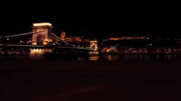 Chain Bridge Buda Castle Budapest Night — стоковое видео